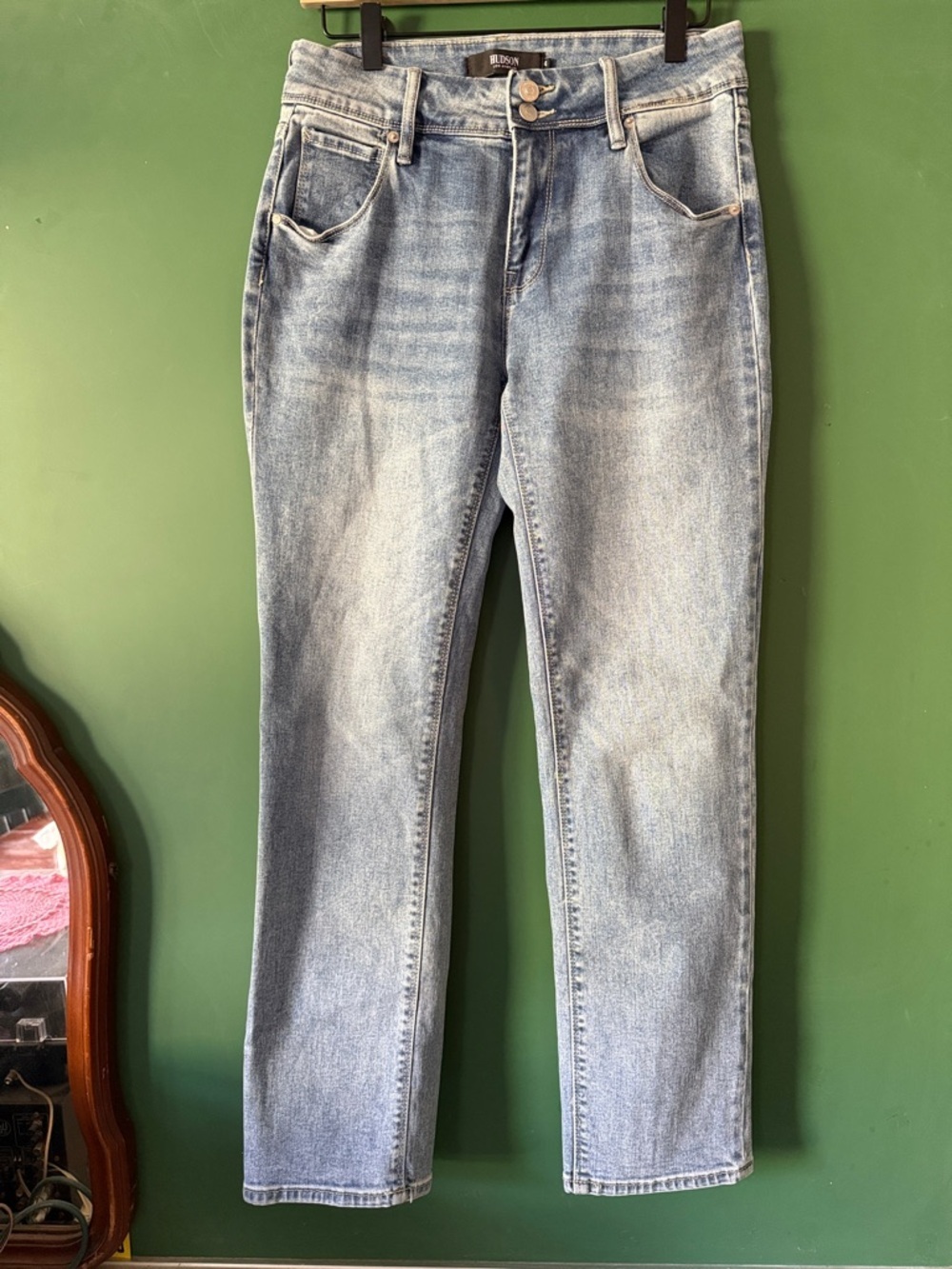 Hudson Jeans Faded Light Blue Straight Leg Denim Womens 4 Stretch Mid-Rise - Picture 2 of 9